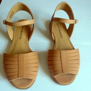 Lucky Brand Strappy Sandals 7.5 Tan/Brown Leather